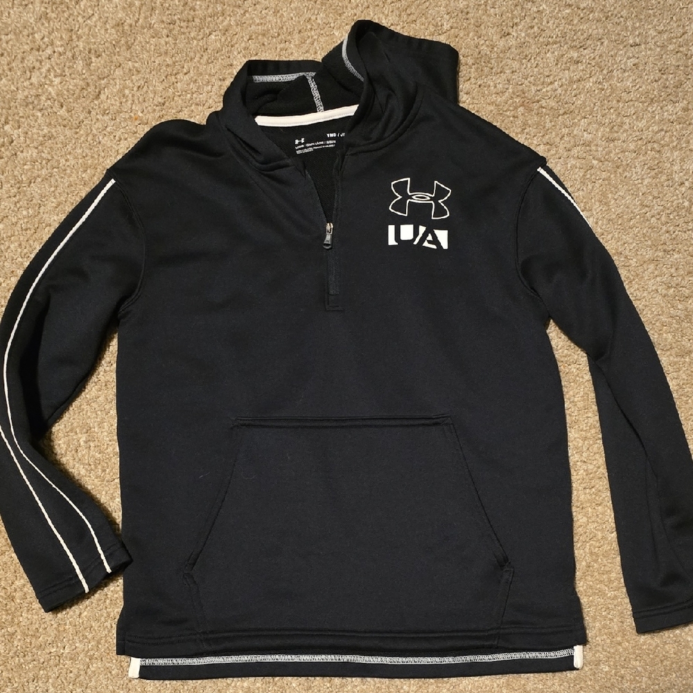 Under Armour Black Half-Zip Hoodie with White Accents